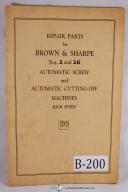 Brown & Sharpe-Brown & Sharpe No. 2, 2G Automatic Screw Repair Parts Manual-#2-#2G-No. 2-01